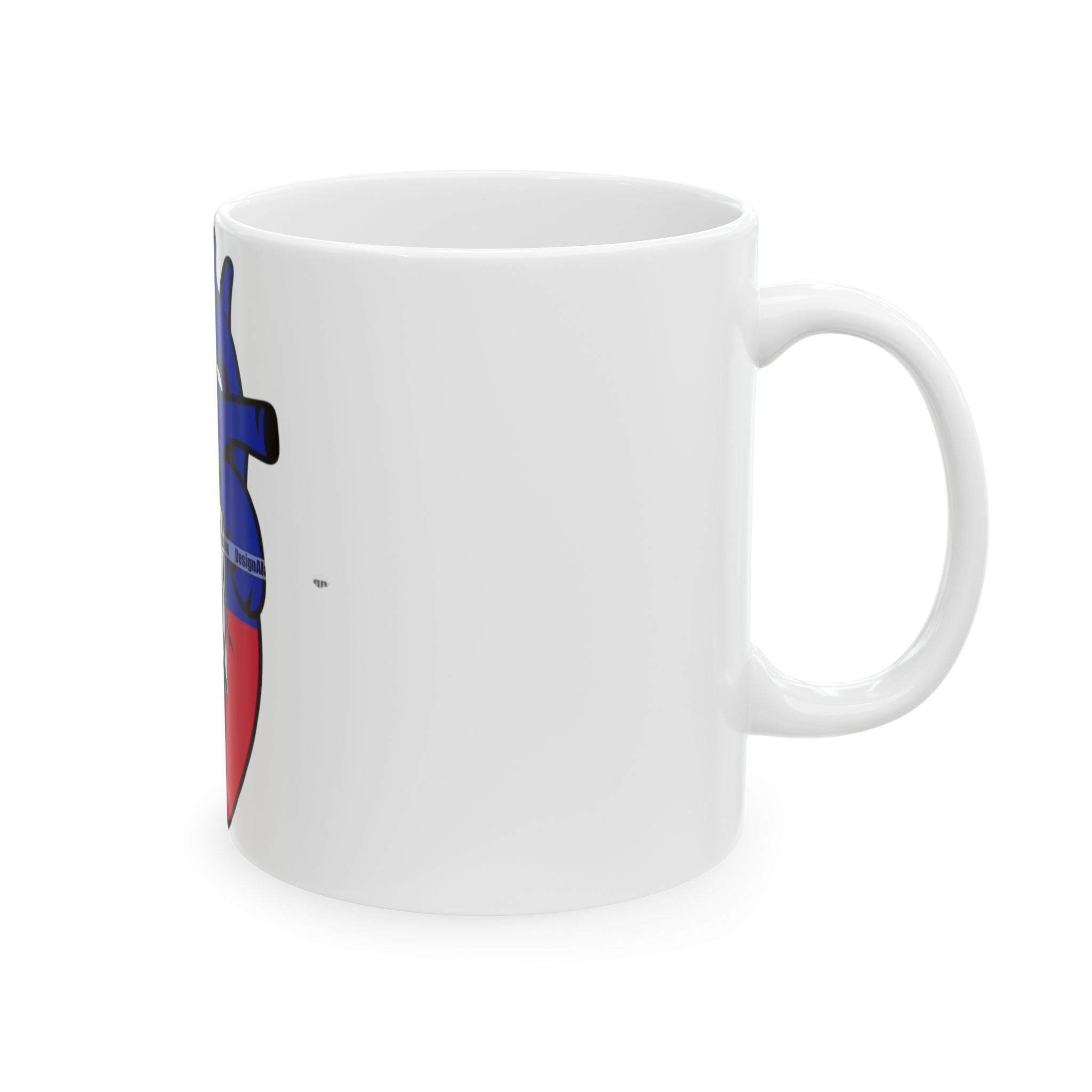 Haitian Flag Heart Mug | Ceramic Coffee Cup